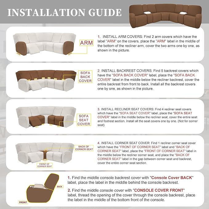 100% Waterproof Sectional Recliner Couch Covers