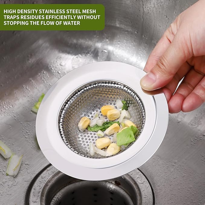 2Pcs Kitchen Sink Drain Strainer, Stainless Steel Kitchen Sink Strainer