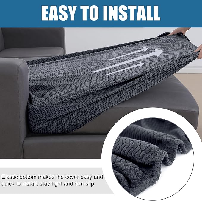 Smiry Waterproof Couch Cushion Covers, Stretch Jacquard Sectional Couch Covers