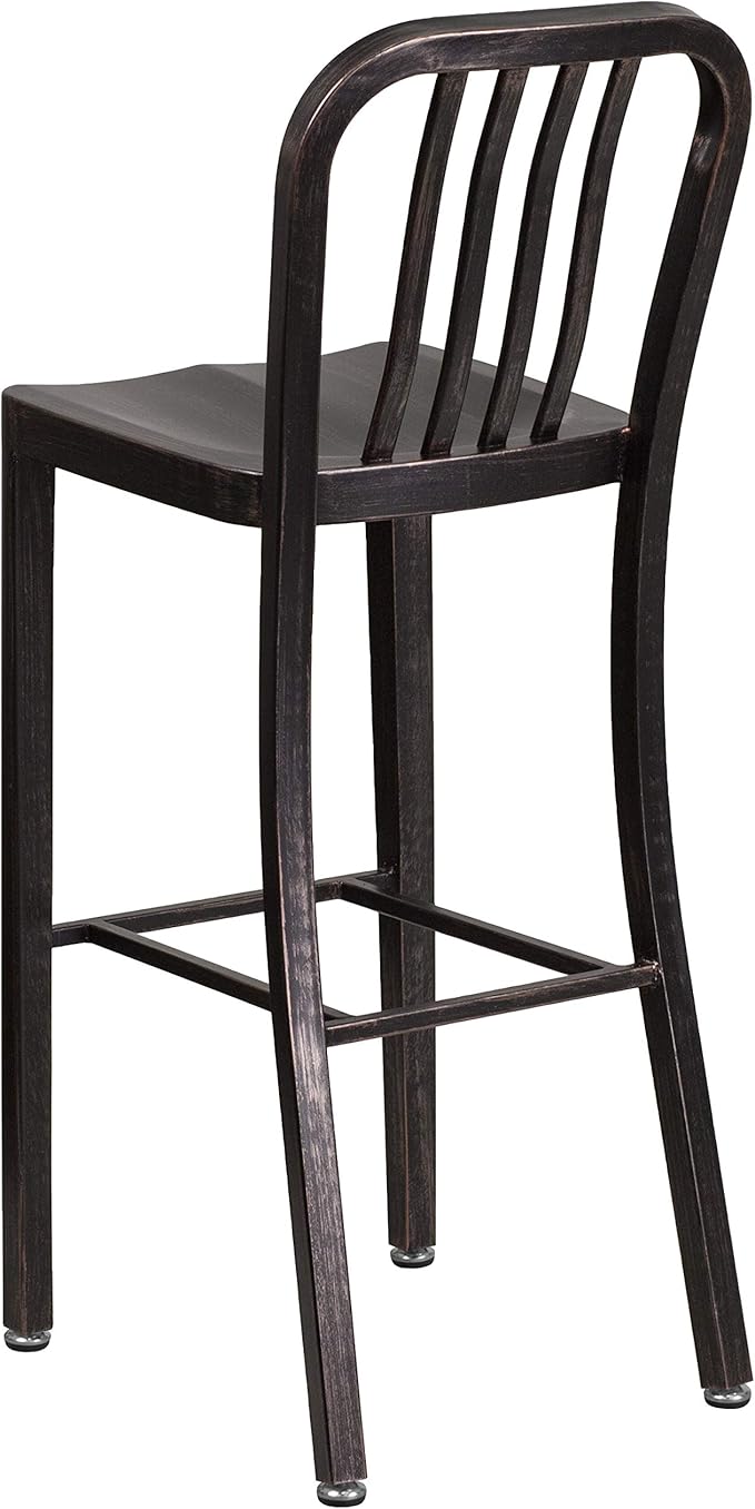 Flash Furniture Gael Commercial Grade 2 Pack 30" High Black-Antique Gold Metal