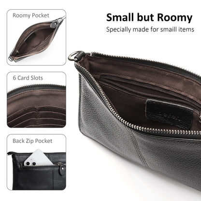 befen Small Leather Crossbody Bag for Women, Cell Phone Cross Body Black Clutch Purses Ladies Handbags & Shoulder bags, Envelope Wristlet Clutch Wallet with Wrist Strap