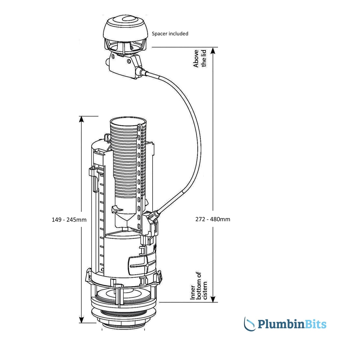 Siamp 32500007 Optima 50 Flushing Mechanism, White