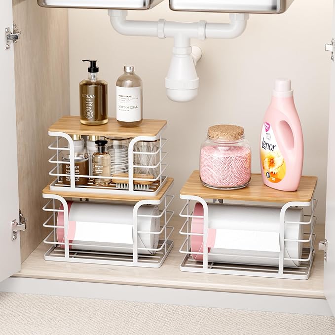 3 Pack Stackable Pantry Organizer, Stainless Steel Trash Bag Holder Dispenser