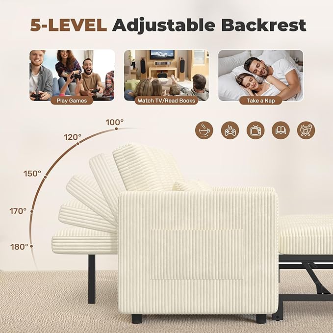 Nebuaegis Sleeper Sofa Bed, 3-in-1 Convertible Pull Out Couch