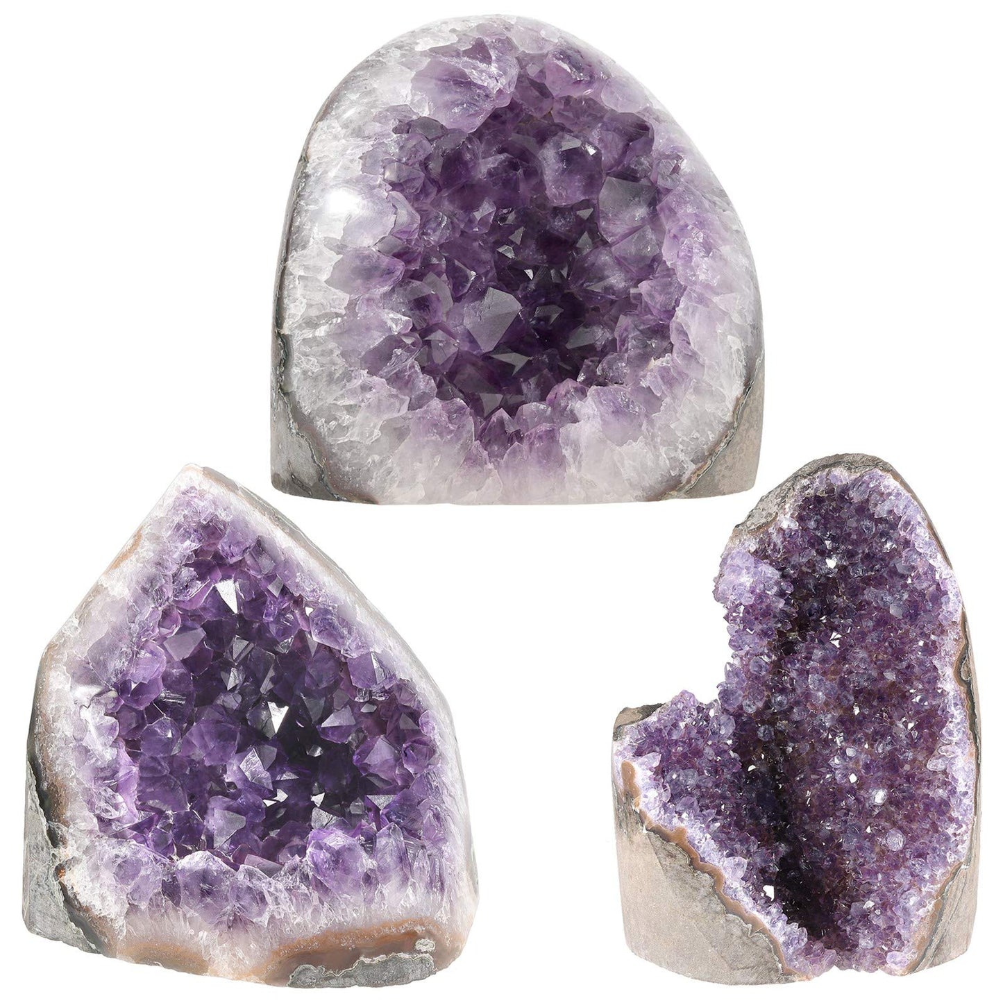 Amogeeli Natural Amethyst Crystal Geode Cluster Specimen for Home Decor, Mineral Raw Stone for Collection