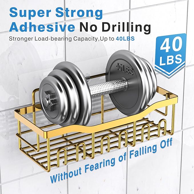 EUDELE 5-Pack Rustproof Stainless Steel Shower Caddy – No Drill Adhesive