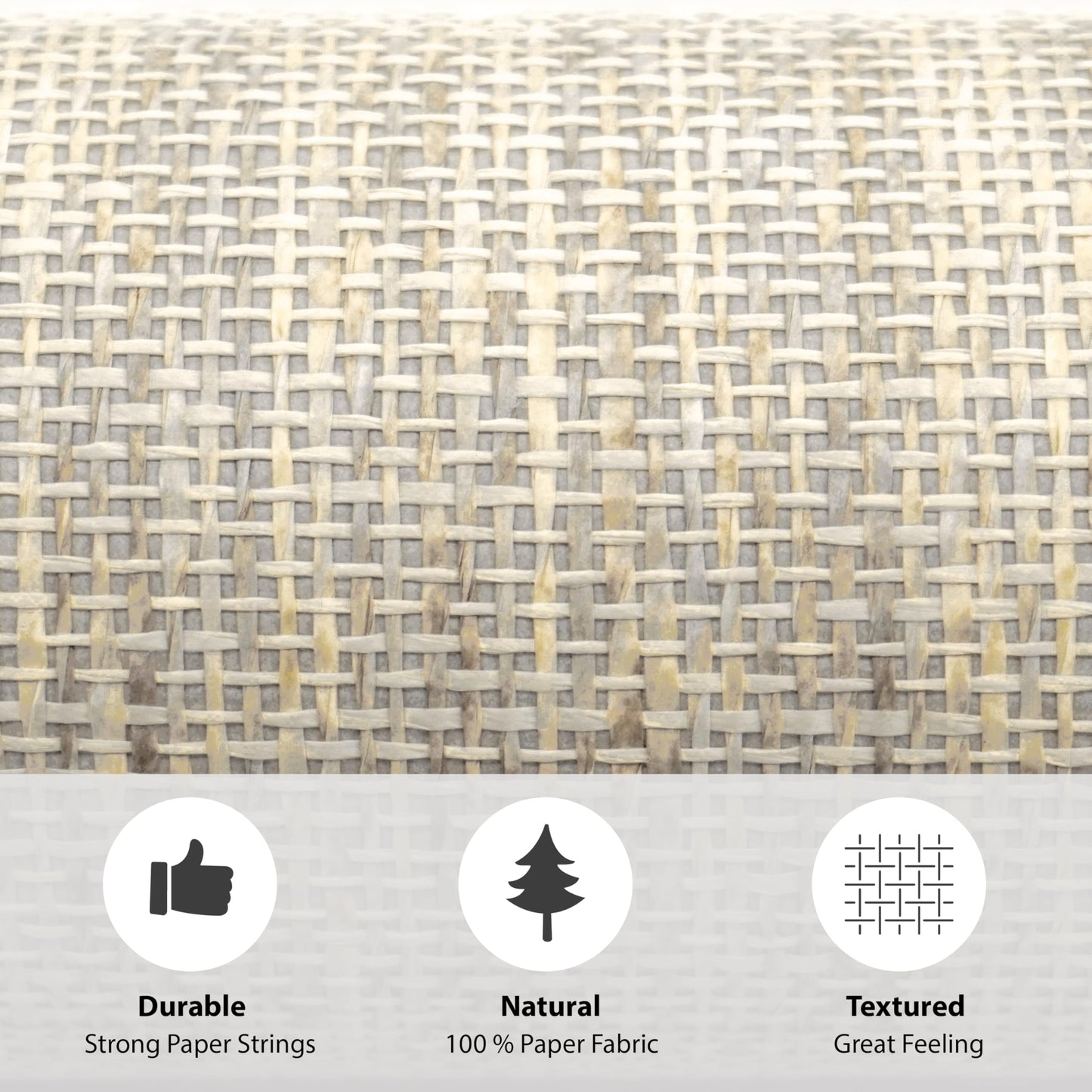 Ansehan Grasscloth Textured Wallcovering W712 Terraces Collection 36" W x 8 Yard L, Natural Modern Paper Weave, Non Prepasted Home Décor for Boho Living Sapce Feature Wall, Beige/Gray/Wheat