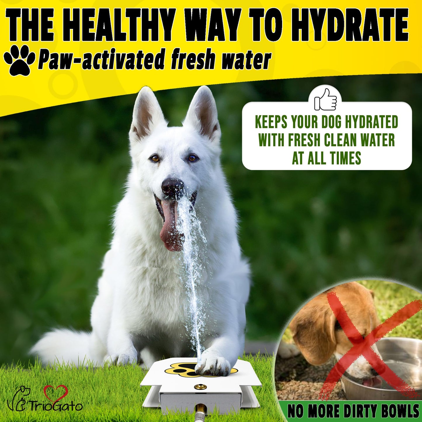 Genovation Outdoor Dog Pet Water Sprinkler Easy Activated Dog Water Fountain Toy