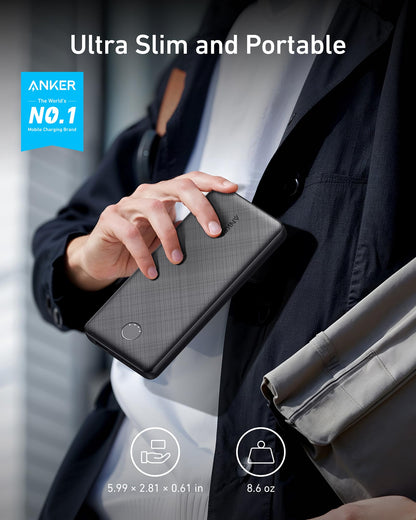 Anker Power Bank, Compact Portable Charger (PowerCore 10K) 10,000mAh Battery Pack with PowerIQ Charging Technology and USB-C for iPhone 17, iPad, Samsung Galaxy, Pixel, and More