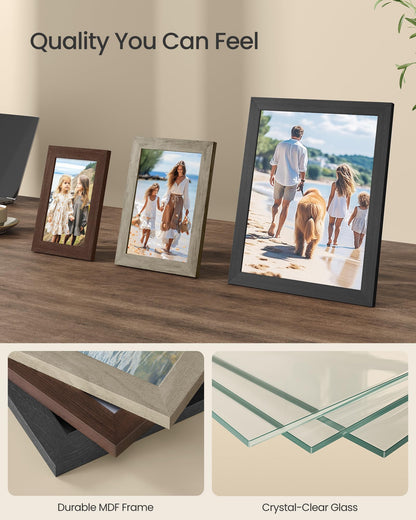 SONGMICS Picture Frames, Collage Picture Frames Set of 10, Two 8x10, Four 5x7, Four 4x6, Photo Frame for Wall Gallery Decor, Table Display, Glass, Maroon Brown, Heather Greige, Ash Black URPF010K03