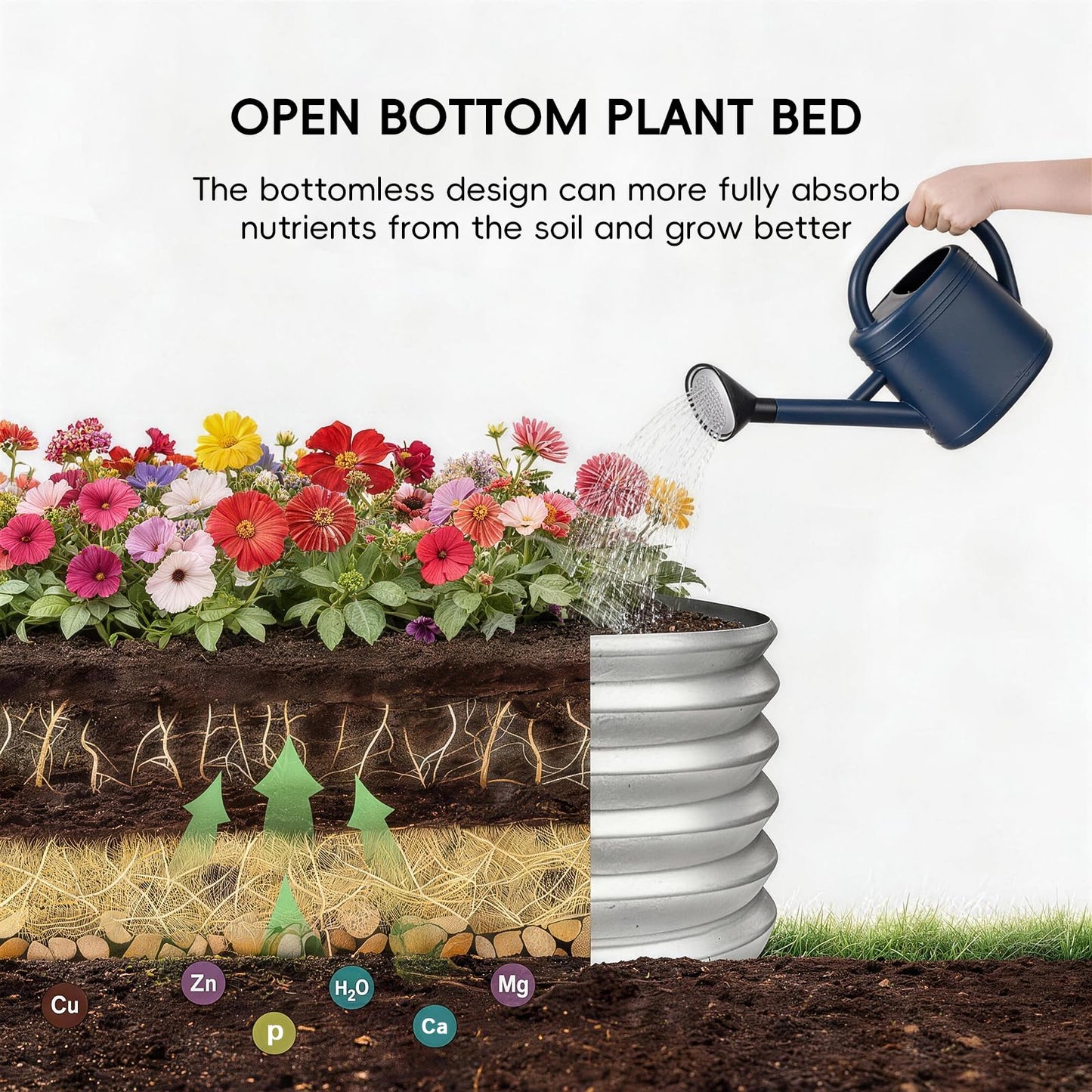 AHEONLAR 3Pack 2x2x1 ft Round Galvanized Raised Garden Bed Kit Round Metal Flower Box Large Planter Raised Beds Outdoor Garden for Planting,Fruit,Herb-Sliver
