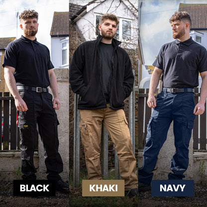 SITE KING Mens Cargo Work Trousers Black or Navy Sizes 28 to 52 (32 Waist / 31)