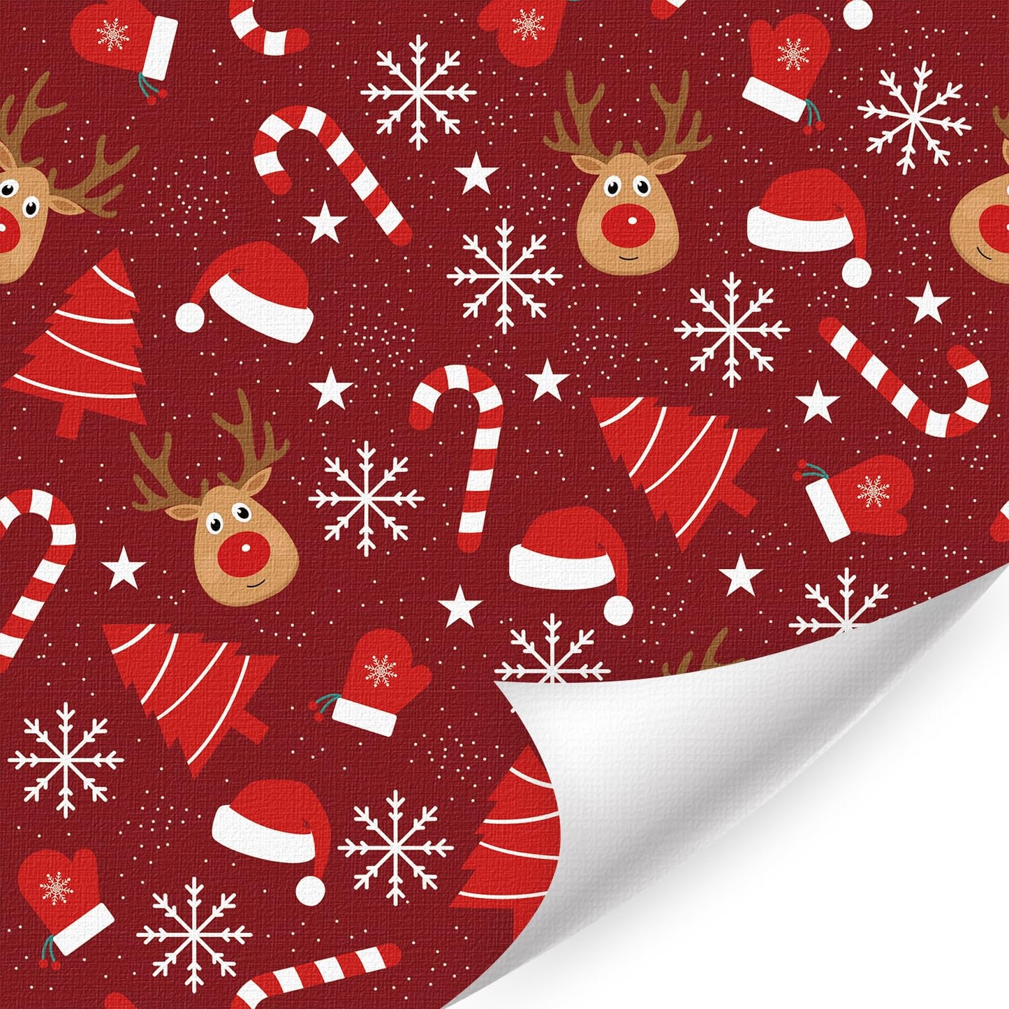 IARTTOP Merry Christmas Wallpaper Peel and Stick Snowflake Contact Paper for Cabinets and Drawers Christmas Reindeer Wallpaper Xmas Candy Canes Decals for Winter Holiday Home Party Decor(17.3"X118.1")
