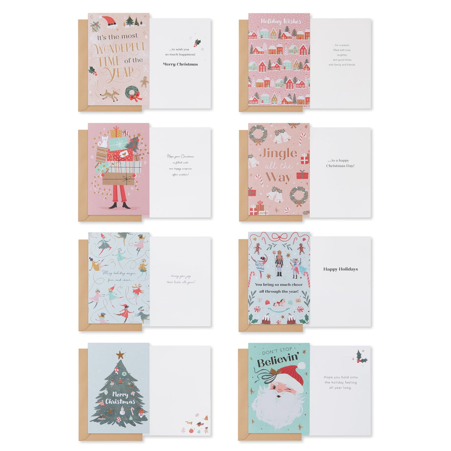 American Greetings Christmas Cards with Envelopes, Trendy Pink Pastel Designs (25-Count)