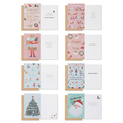 American Greetings Christmas Cards with Envelopes, Trendy Pink Pastel Designs (25-Count)