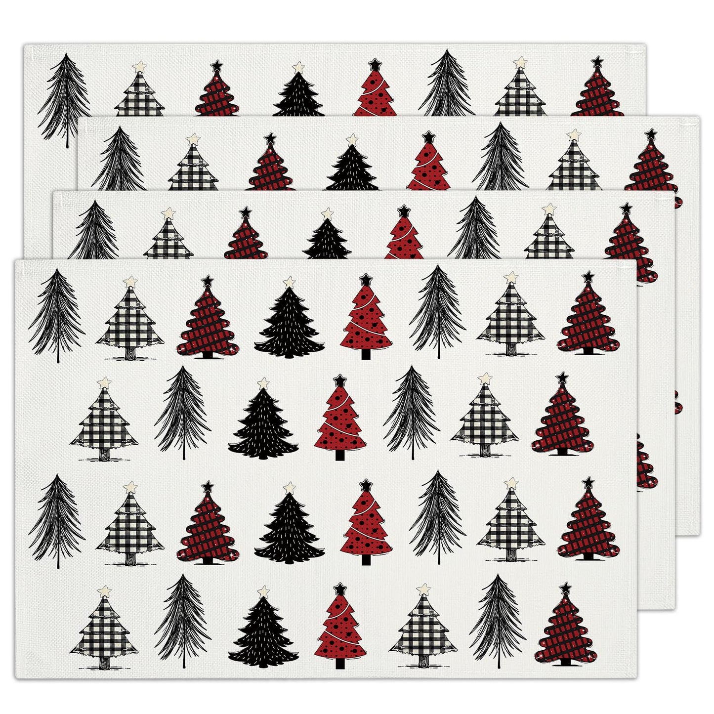 Christmas Tree Snowflakes Placemats Set of 4 Winter Gifts for Christmas Women Rustic Holiday Placemats Decor for Xmas Party Outdoor Home Kitchen Dining Recyclable Table Mats 12x18 inch - DH723