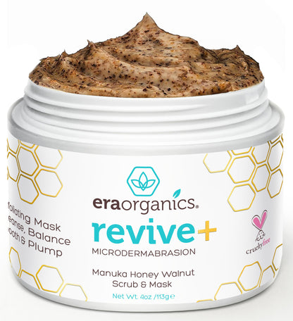Manuka Honey Exfoliating Face Scrub – Gentle Microdermabrasion Face Exfoliator to Help Smooth, Soften & Balance with Moisturizing Organic Superfoods 4oz