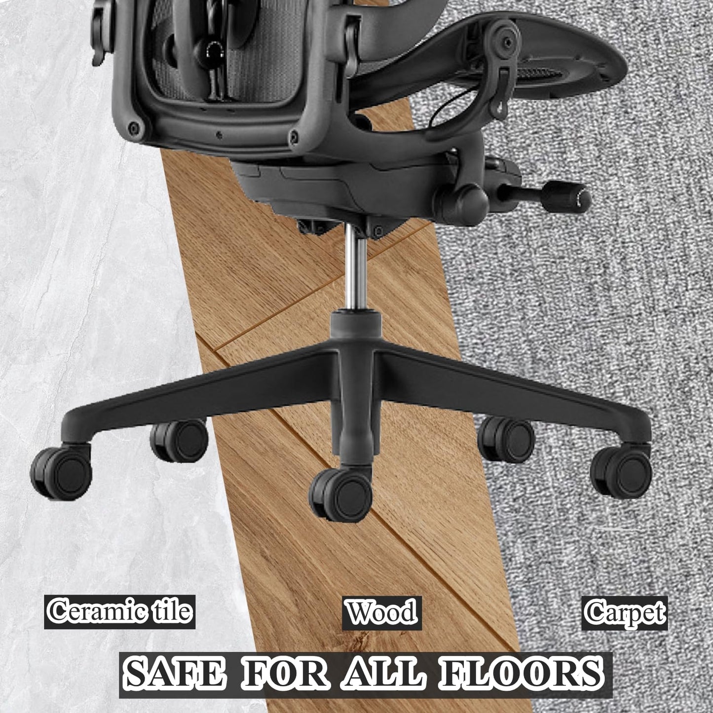 Office Chair Caster Wheels Replacement with Brake, 2.36"(60mm) Casters Replacement for Office Chair or Stool Wheel, Universal Size 11x22mm for Carpet and Hardwood Floors with Brake(Set of 5)