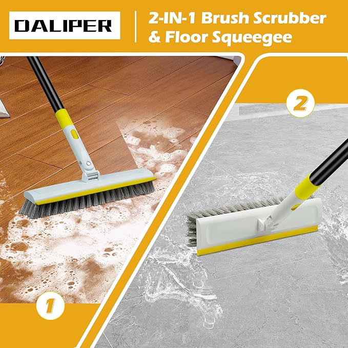 Floor Scrub Brush with 180° Rotating 50" Long Handle