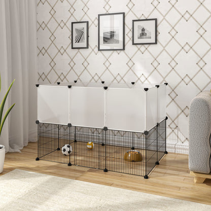 EUGAD Rabbit Playpen Pet Fence with Door, DIY Pet Playpen 20 Panels 35x35cm, 2 Levels Modular Pet Enclosure Fence for Small Animals, Rabbits Exercise Fence,Guinea Pig Cage 107x72x72cm