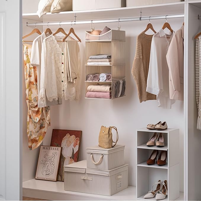 StorageWorks 3-Shelf Hanging Closet Organizer, Adjustable Hanging Closet