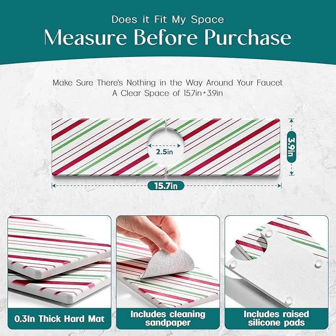Stone Faucet Mat for Kitchen Sink, Diatomite Drying Stone Mat for Kitchen