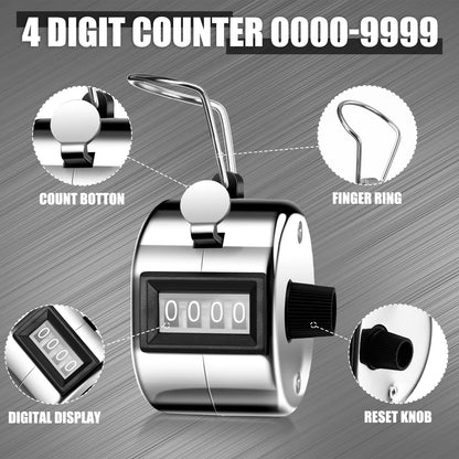 Kingdder 25 Pcs Hand Held Tally Counter 4 Digit Mechanical Palm Click Counter Handheld Tally Number Clicker for Counting Numbers Golf Sports Events Office Stadium(Silver)