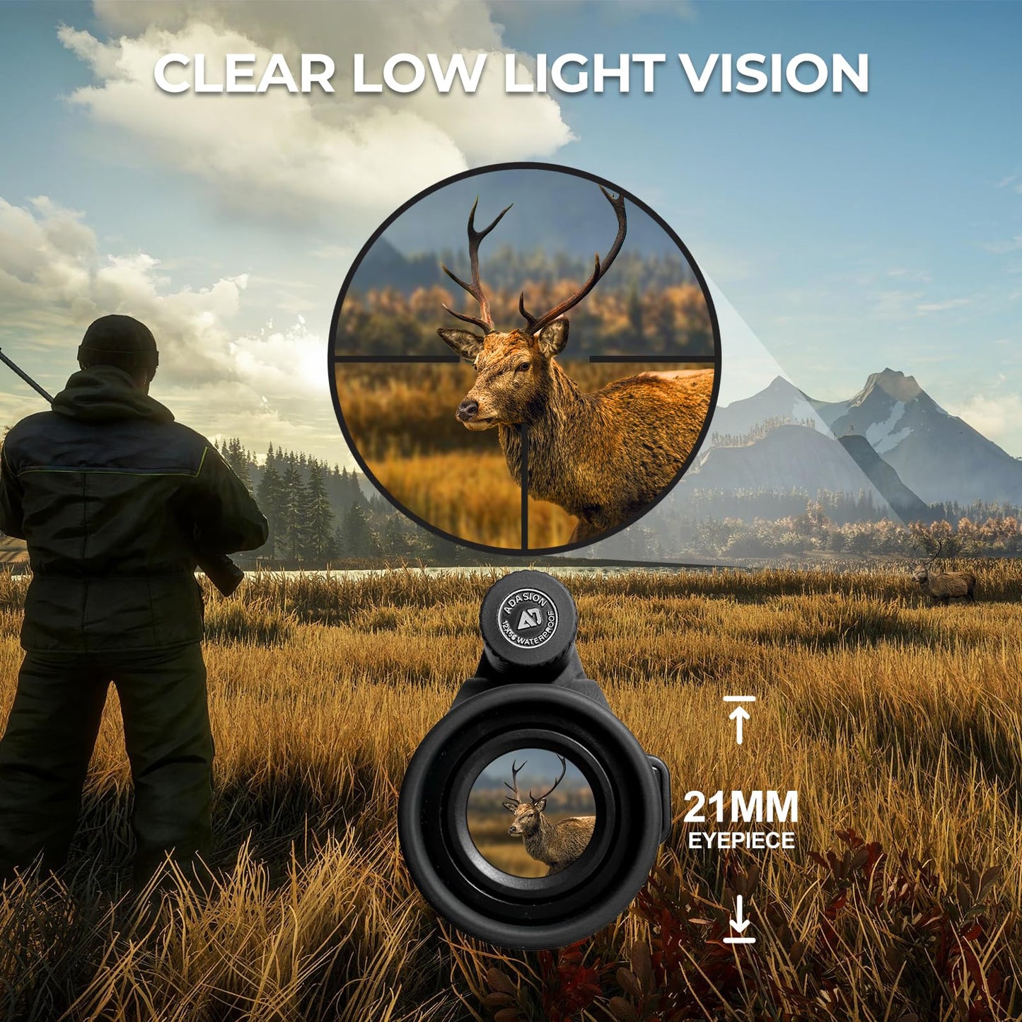 15x56 HD Monocular Telescope High Powered for Adults with Smartphone Adapter, High Powered Monocular Scope with Clear Low Light Vision for Star Watching, Bird Watching, Hiking, Concert