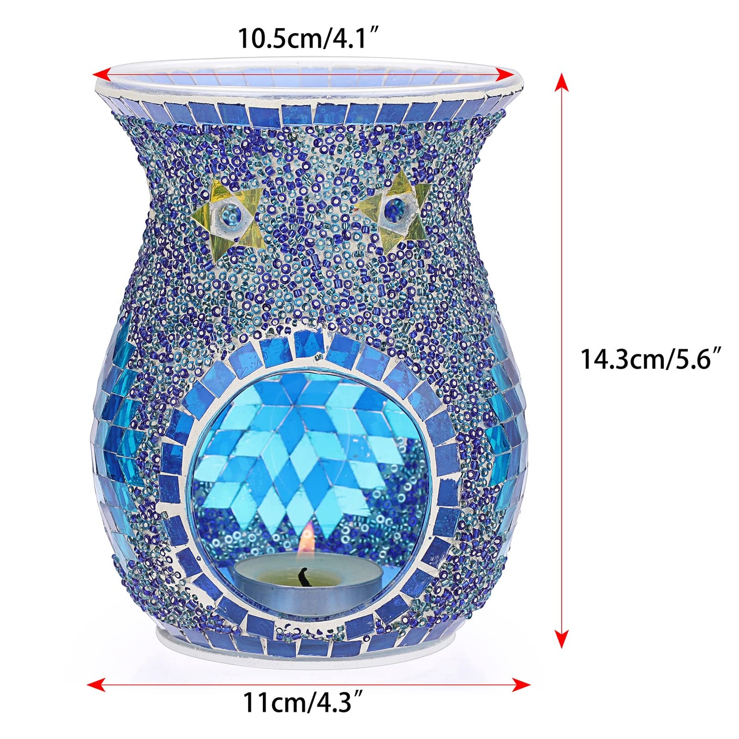 JUXYES Charming Mosaic Essential Oil Burner, Tea Light Wax Melt Warmer for Scented Wax, Decorative Fragrance Oil Warmer Tealight Candle Holder, Incense Aroma Diffuser for Home Table Decoration