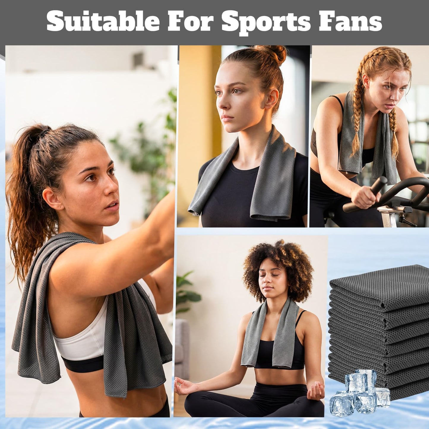 Honoson 20 Pack Cooling Towels Bulk 27 x 16 Inch Ice Breathable Soft Chilly Sweat Rag Cold Towels for Neck and Face for Hot Weather Yoga Gym Sport Running Golf Workout Fitness Camping(Dark Gray)