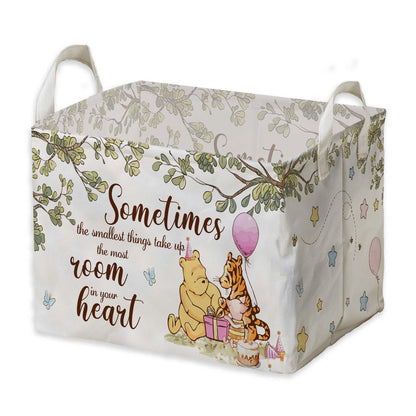 ZsaTuiy Winnie Nursery Decor, the Pooh Baby Stuff, Winnie Storage Nursery Basket, Large squarecanvas Laundry Hamper With A Waterproof PECoating, Foldable, Toys Bin, Baby Nursery HamperDecor, Star