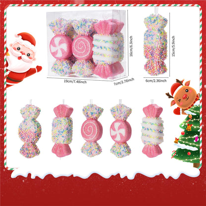 6Pcs 5.9inch Christmas Candy Ornaments Decoration,Hanging Candy Cane Crafts for Xmas Tree Décor,Ideal for Xmas, New Year, Birthdays, Weddings & Home Parties
