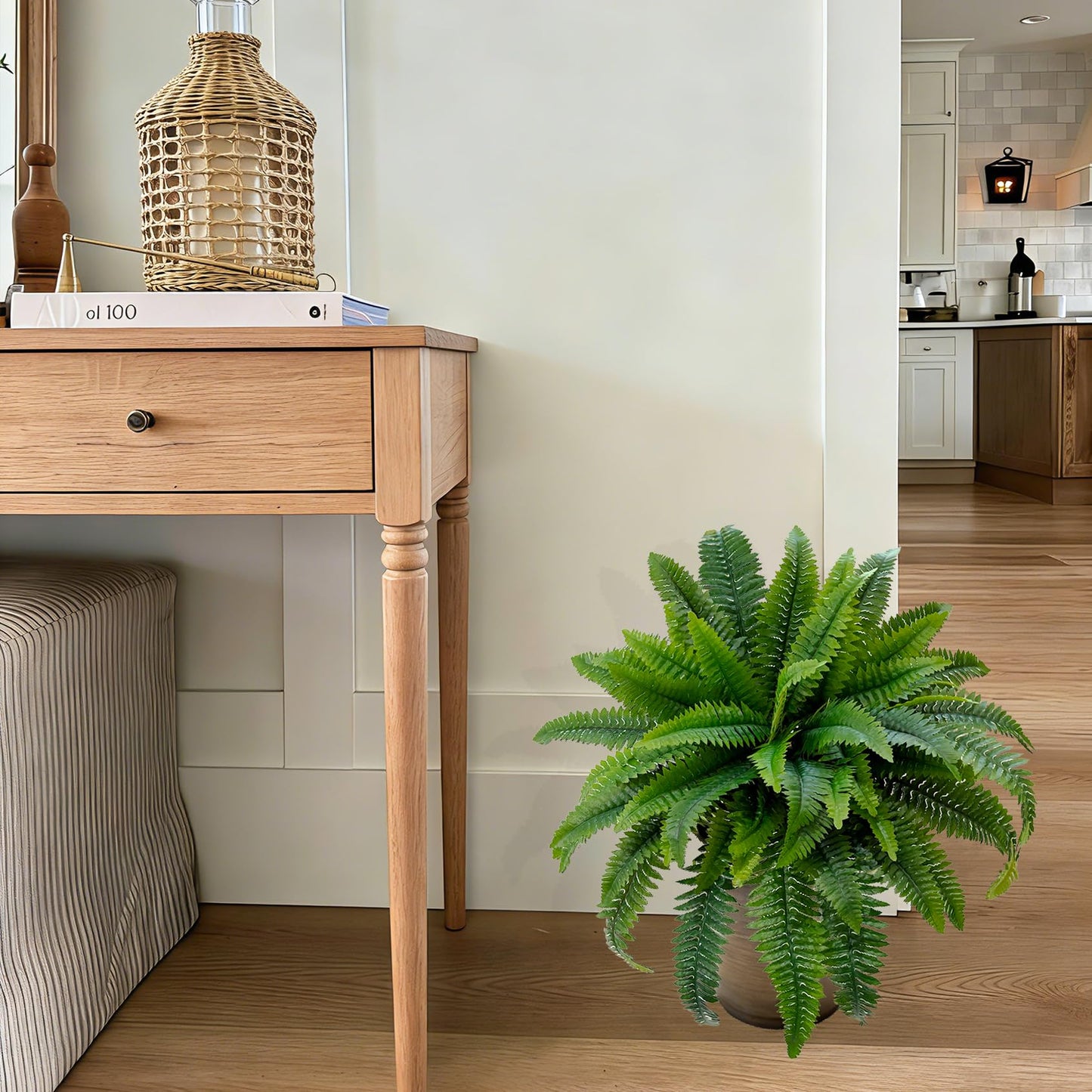 Senjie Artificial Boston Fern 2 Set 55 Branches Fake Ferns for Outdoors 32Inch Faux Plant for Home Living Room Office Decor
