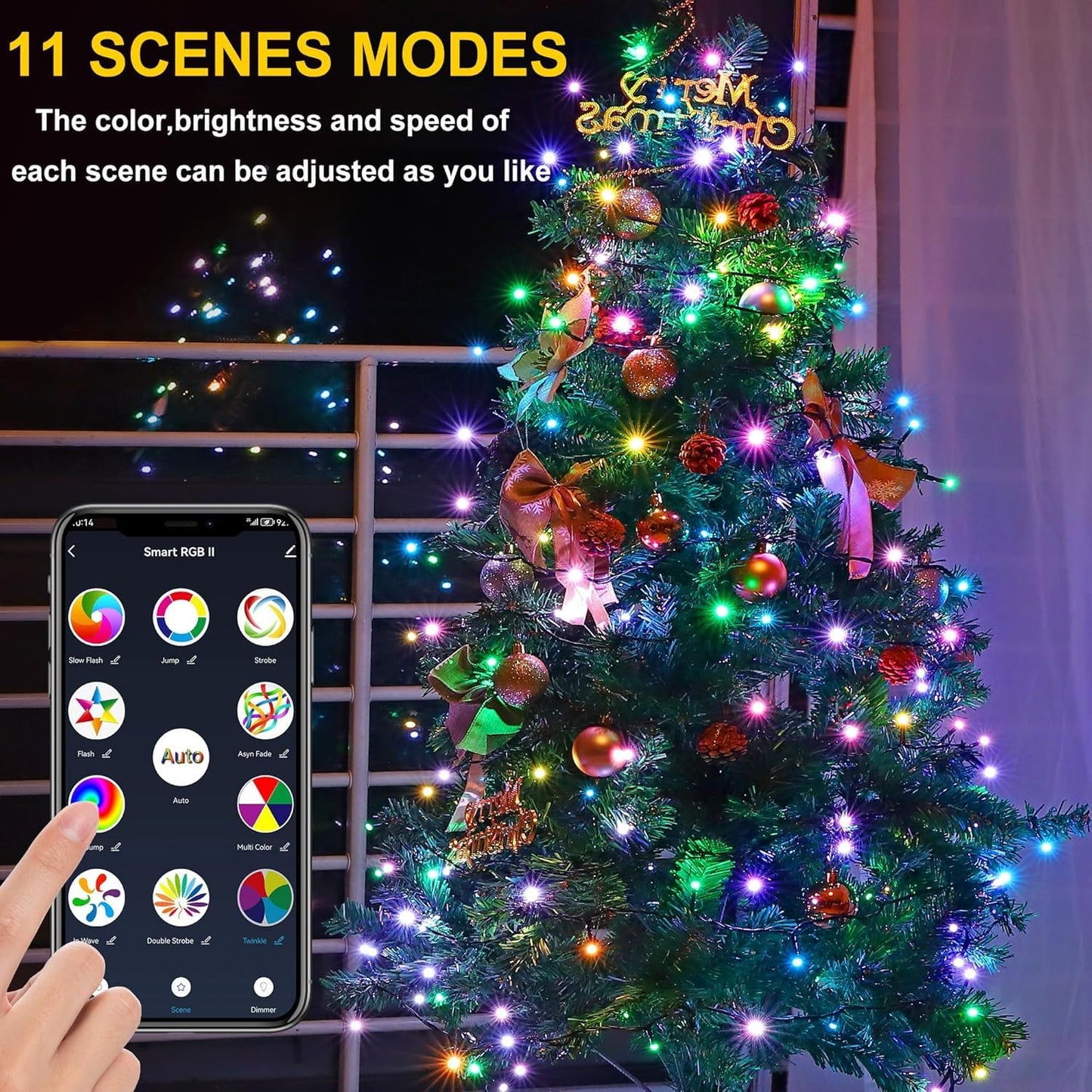 PMS Smart WiFi LED Christmas Lights, APP-Controlled RGB Fairy String Lights, Ideal for Xmas Tree, Garden, Home, Party, Halloween Festival Deco (66ft-200LED)