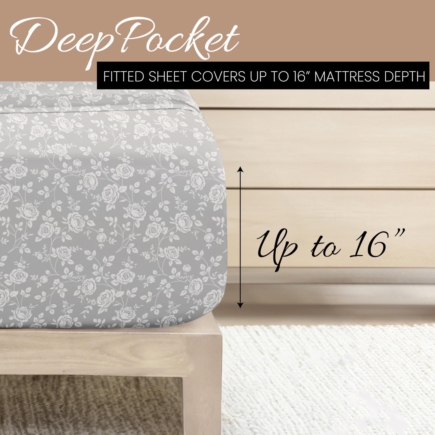Linen Market 4 Piece Full Bedding Sheet Set (Light Gray Roses) - Sleep Better Than Ever with These Ultra-Soft & Cooling Bed Sheets for Your Full Size Bed - Deep Pocket Fits 16" Mattress