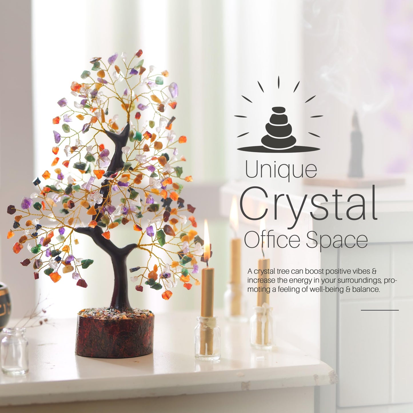Yuvdipr Chakra Tree of Life Crystal Tree, Chakra Crystals, Gem Tree, Healing Crystals and Stones, Home Decor, Birthday Gifts for Women, Crystal Decorations, Gifts for Crystal Lovers