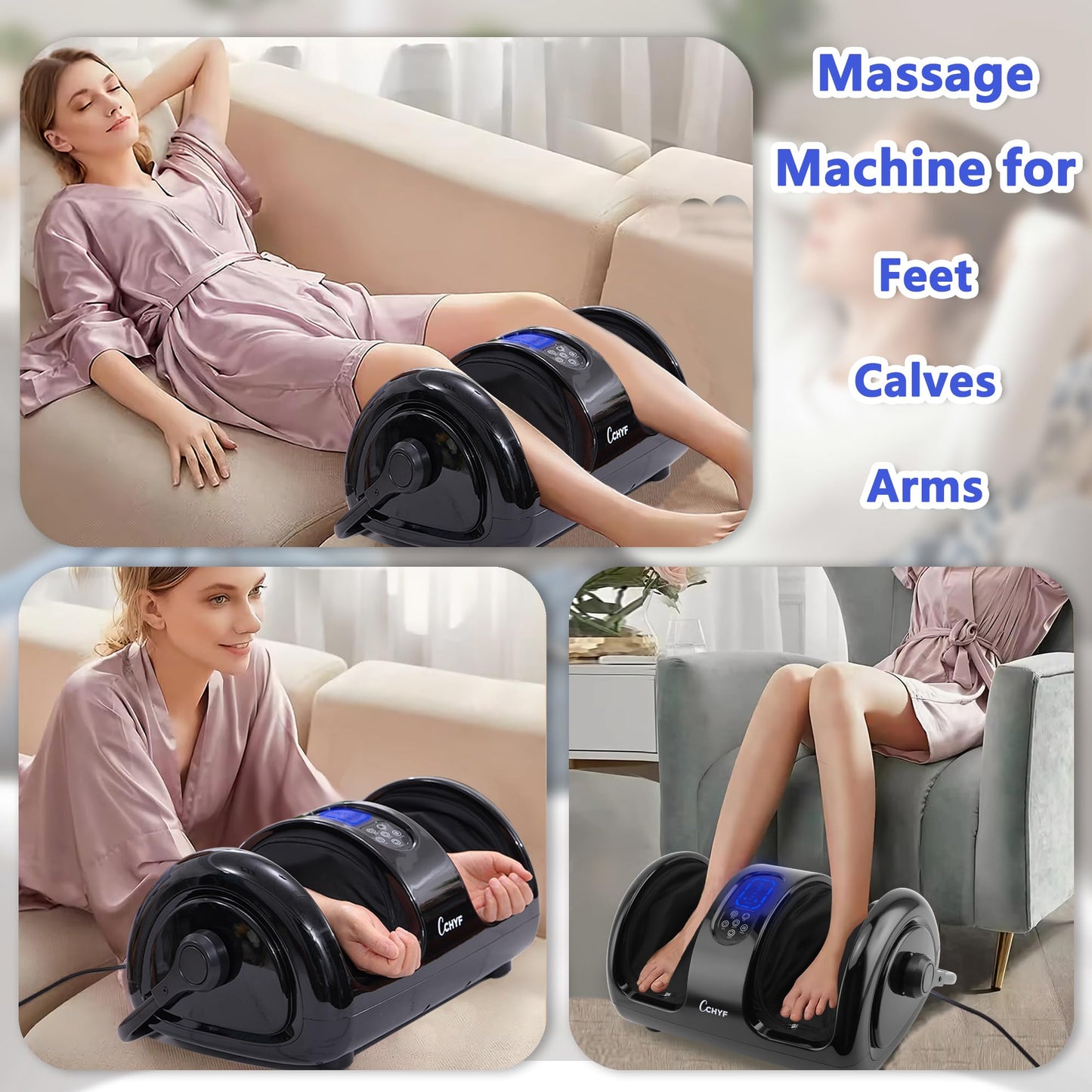 CCHYF Foot Massager with Heat,Shiatsu Foot Massager for Plantar Fasciitis,Pain Relief and Heat Therapy,Massage Leg/Calf/Ankle with Deep Kneading,Gift for Family and Friends(Black)