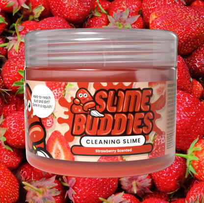 Slime Buddies Car Cleaning Gel Putty - Strawberry Scented Interior Detailing Tool for Cup Holders, Air Vents & Keyboard - Reusable Auto Detailing Accessories - Dust Remover Goop - Gift for Men Women