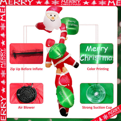 OurWarm 8FT Christmas Inflatables Outdoor Decorations, Climbing Santa Inflatable with Suction Cups, Christmas Blow Up Yard Decor with Built-in LEDs Funny Christmas Inflatable for Outside Window Roof