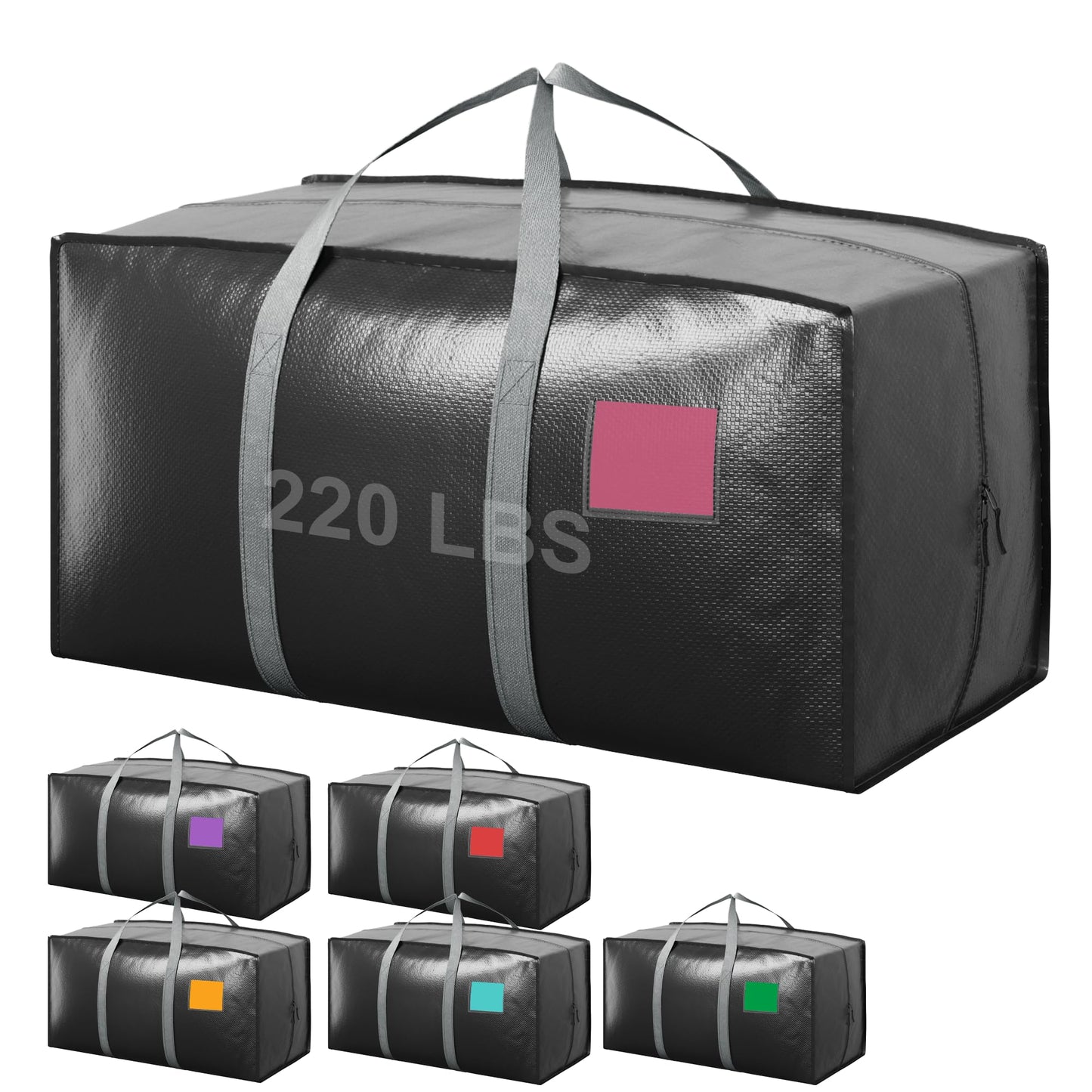 RMOHRO 6 Pack Moving Bags with Full-Open Side Zipper, Extra Large 93L Heavy Duty Waterproof Foldable Storage Totes for College Dorm, Moving & Home Organization Gray