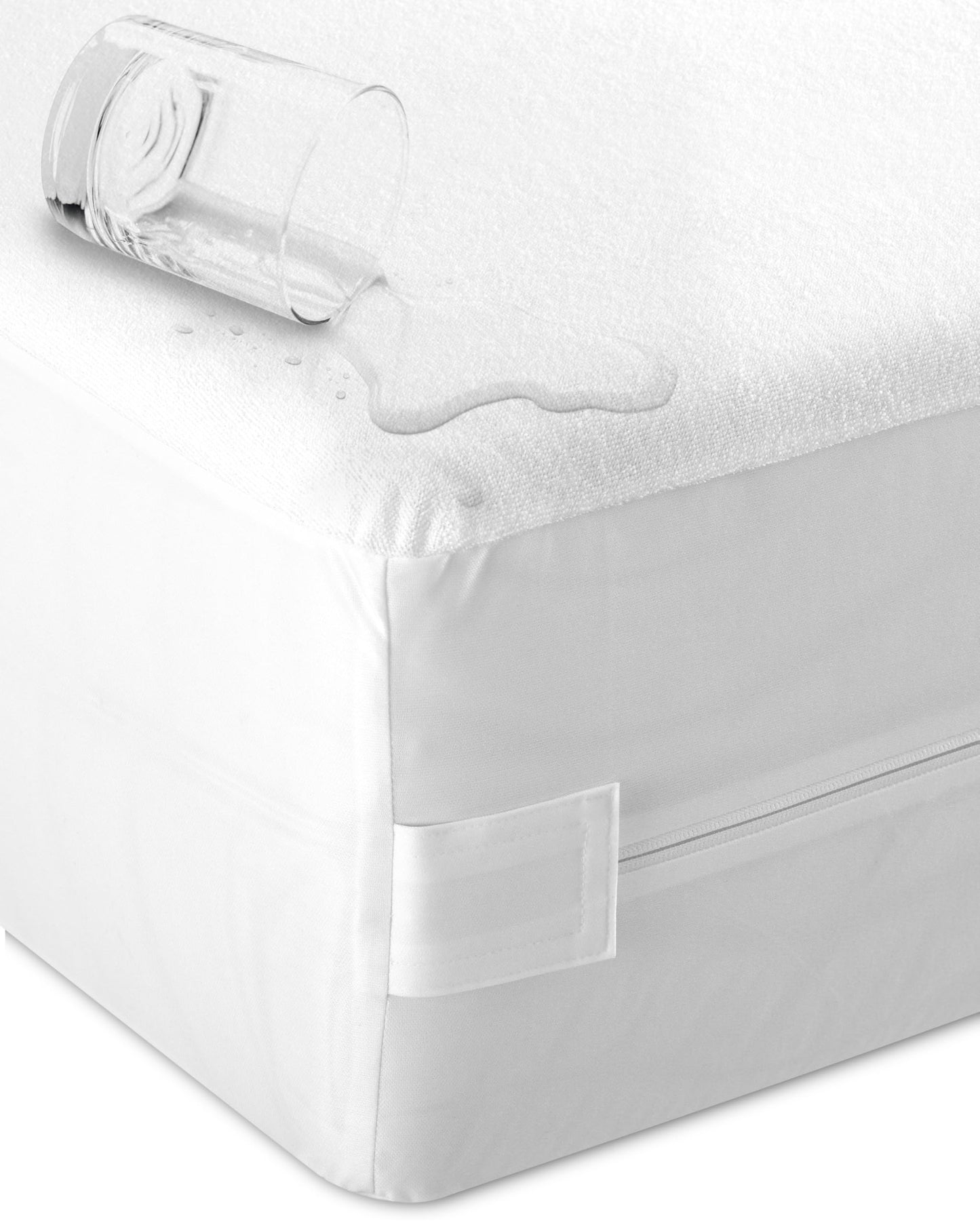 Sensalou Mattress Encasement Waterproof Full – 5-Sided Terry Cover for Guest Rooms, Zipper Closure - Noiseless & Soft, White - Oeko-Tex & Dermatest Certified, Fits 18" Deep