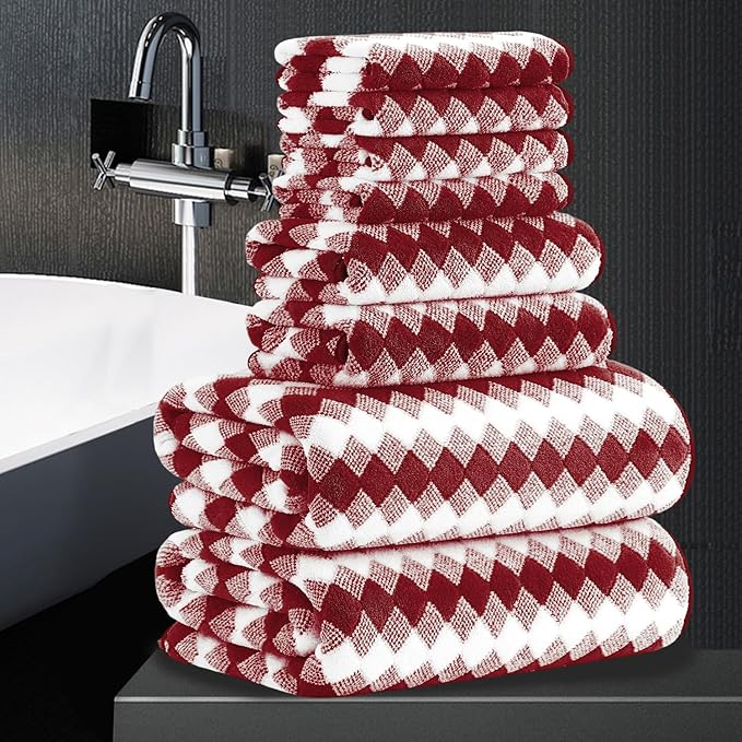 8 Piece Bathroom Towel Set |2 Oversized Bath Towels, 2 Hand Towels, 4