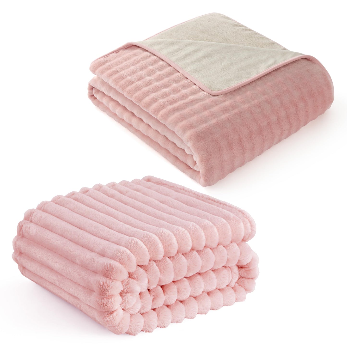 Bedsure GentleSoft Blanket for Couch & Bubble Waterproof Blanket for Couch Twin Pink 60x80inch