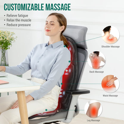 Snailax Back Massager with Heat, Memory Foam Chair Massage Pad, 5 Massage Modes & 2 Heat Settings, Seat Massager for Office Chair,Home Use
