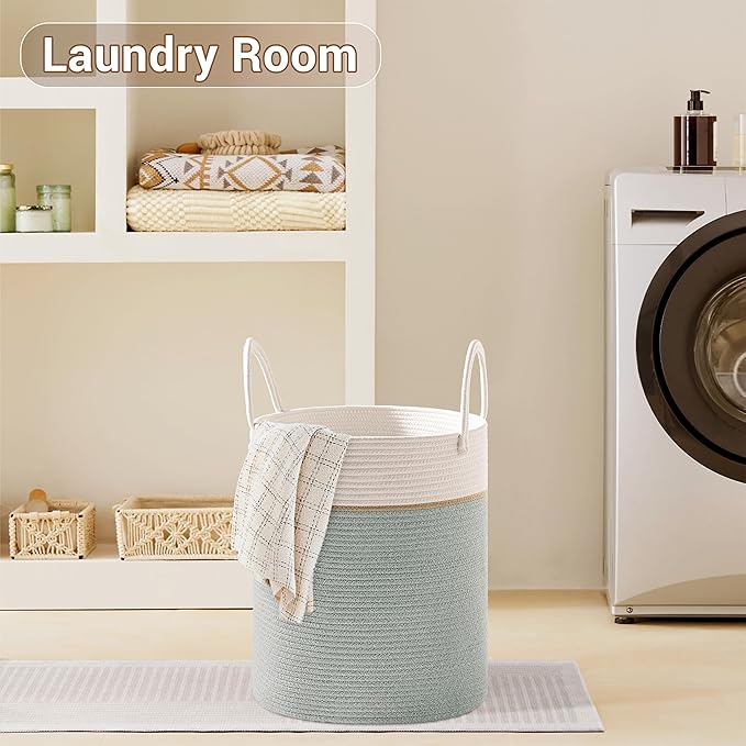 Tall Laundry Basket with Handles, 72L Portable Dirty Clothes Hamper, Boho