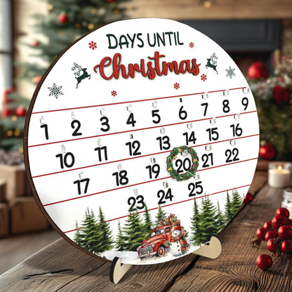 10.5'' Wooden Christmas Countdown Advent Calendar 2025 Day Until Xmas Decorations Wall Hanging Table Home Decor Welcome Door Sign Calendar Number Date Christian Holiday Gift HU-FR11-B