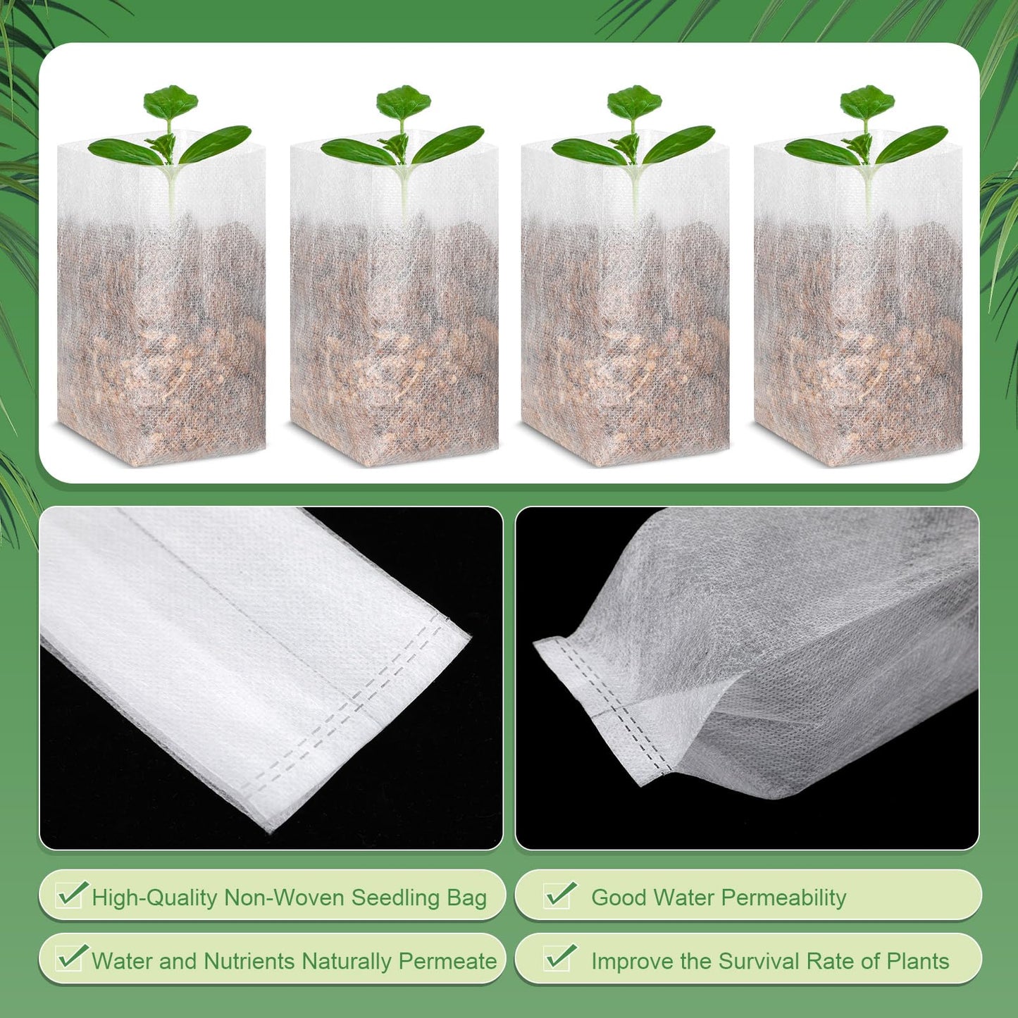 Wesnoy 1000 Pcs Nursery Seed Non Woven Plants Nursery Bags 5.9 x 6.3 Inch Fabric Seedling Pots Grow Bags Plants Pouch for Vegetables Flower for Home Garden Greenhouse Supplies
