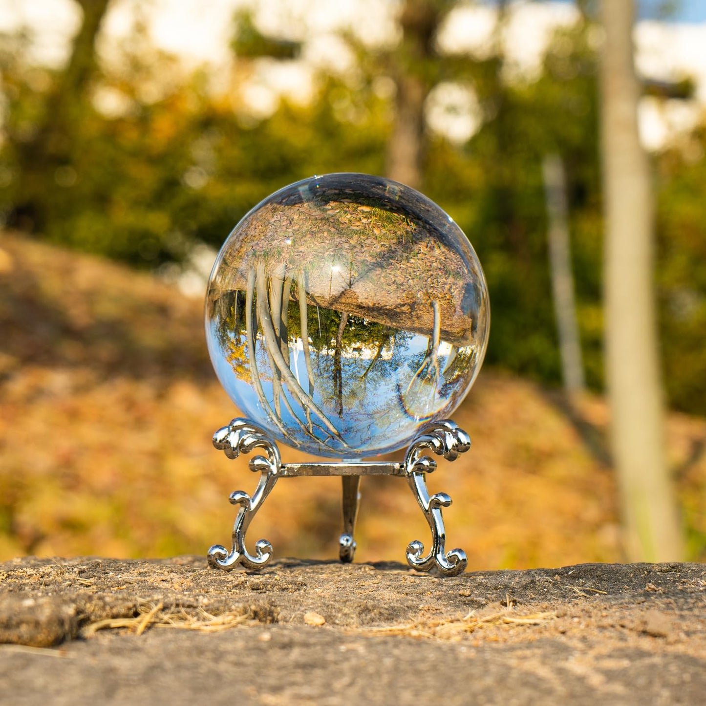 Clear Crystal Ball 80mm/3.2 Inches with Stand Ideal for Office Decor This Cool Things as a Photography Prop and Feng Shui Divination Sphere As Office Decor and Desk Decor Crafted from K9 Crystal.