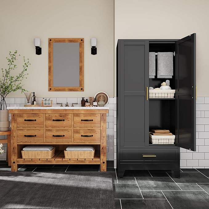 71"H Metal Tall Armoire Wardrobe Closet
