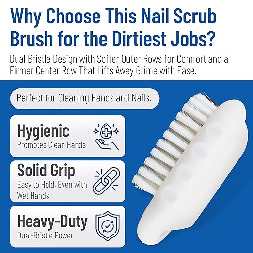 SPARTA Nail Scrub Brush Commercial-Grade, Heavy-Duty Hand and Fingernail Brush